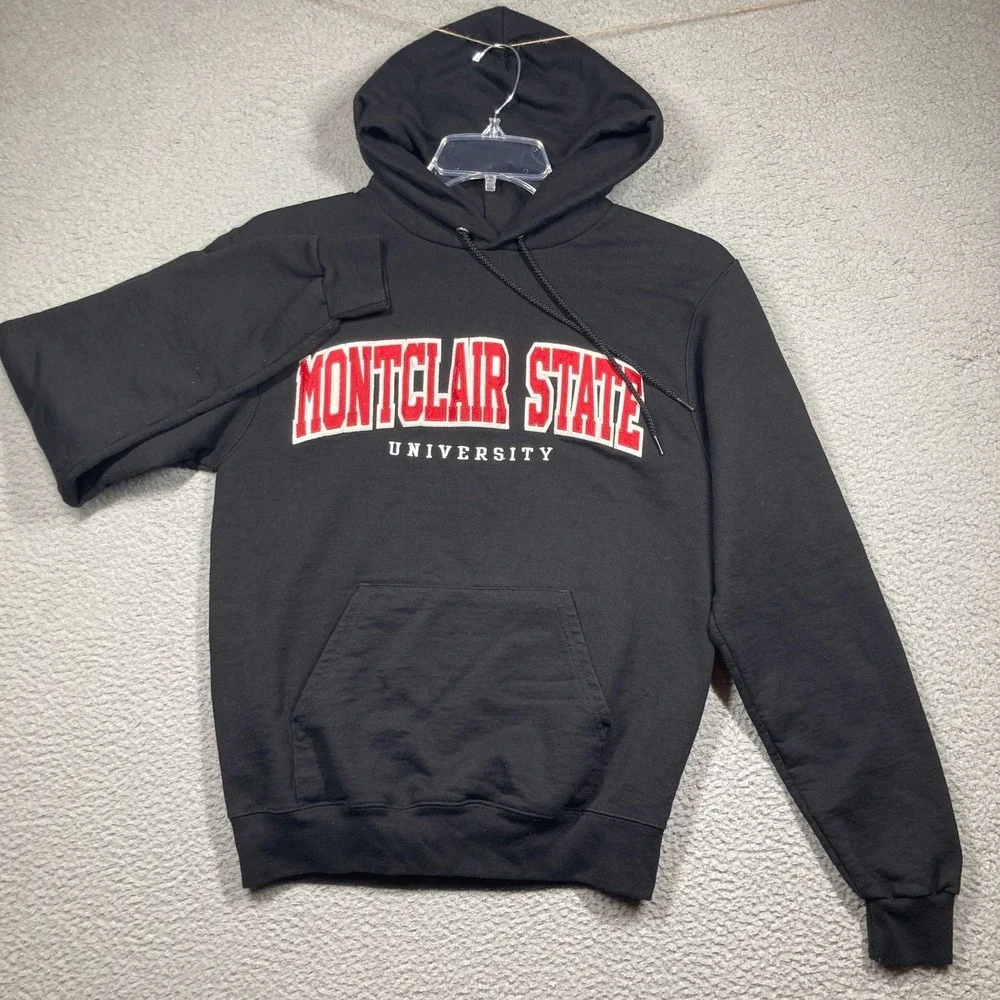 Montclair State University Hoodie Adult Small Black Pullover Sweatshirt FLAWS